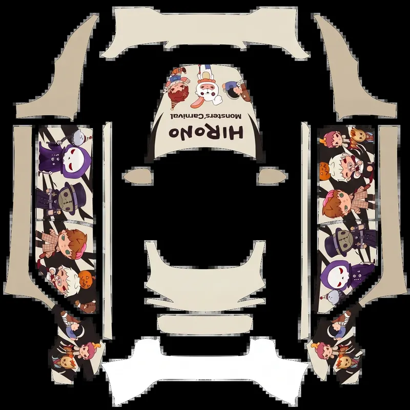 Monster Carnival, a Halloween chibi monster wrap from the teslawrap.net gallery, on the Model 3 (2024+) Performance template